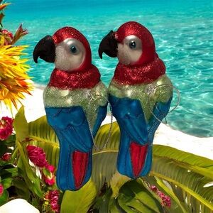 Colorful Parrot Bird Ornament Set